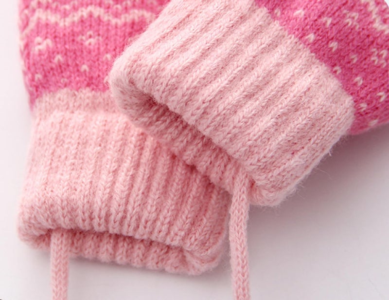 Eohak Winter Warm Knit Mittens for Girls Boys Wool Fleece Lined Mittens for 3-5 Years - Image 4